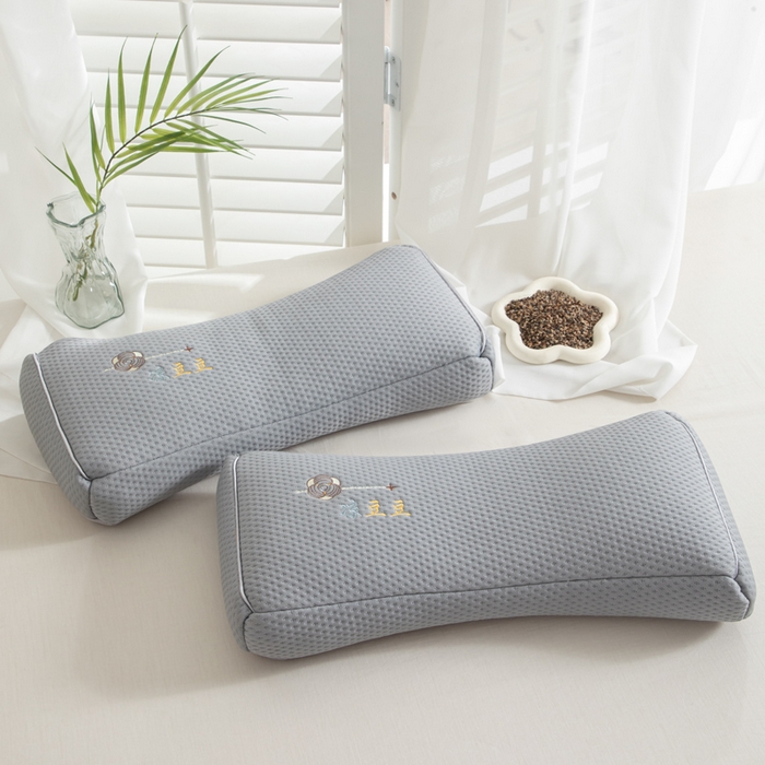 91家纺网 家纺一手货源 找家纺 织布人 2025新款荞麦枕夏季凉感豆豆枕茶叶枕夏凉荞麦枕学生成人家用硬枕 凉豆豆款-四面灰色茶香枕