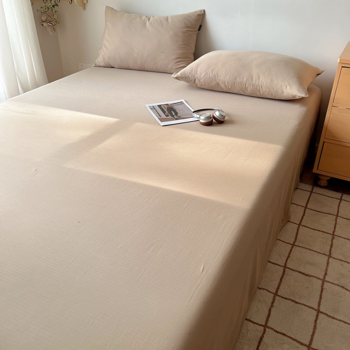 91家纺网 家纺一手货源 找家纺 蜜宿 2025新款A类全棉人字纹床单 床单：奶咖