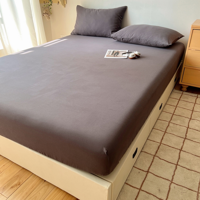 91家纺网 家纺一手货源 找家纺 蜜宿 2025新款A类全棉人字纹床笠（加高） 床笠：炭灰