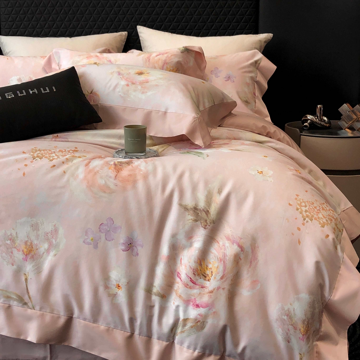 91家纺网 家纺一手货源 找家纺 2025年高支高密长绒棉专版活性数码印花系列四件套【券后控价——券后不低于378】 莉安娜-粉