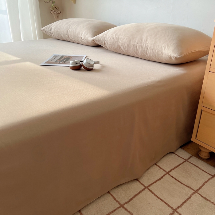 91家纺网 家纺一手货源 找家纺 蜜宿 2025新款A类全棉人字纹床单 床单：奶咖