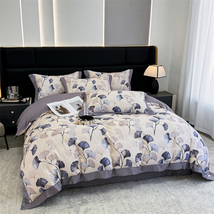 91家纺网 家纺一手货源 找家纺 宏羽纺家纺 2025年高支高密大版数码印花春夏新品 叶意浓