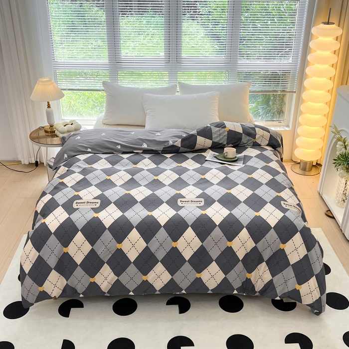 91家纺网 家纺一手货源 找家纺 依庭 2025新款全棉印花花卉款四件套单品系列-单被套 格韵空间