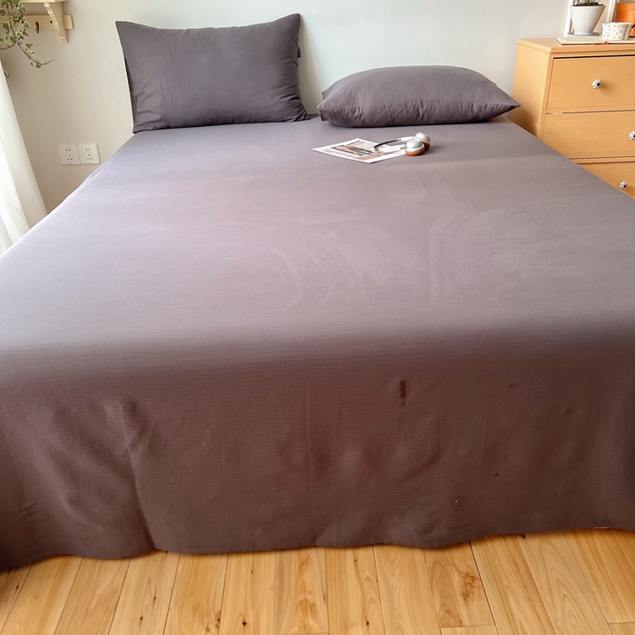 91家纺网 家纺一手货源 找家纺 蜜宿 2025新款A类全棉人字纹床单 床单：炭灰