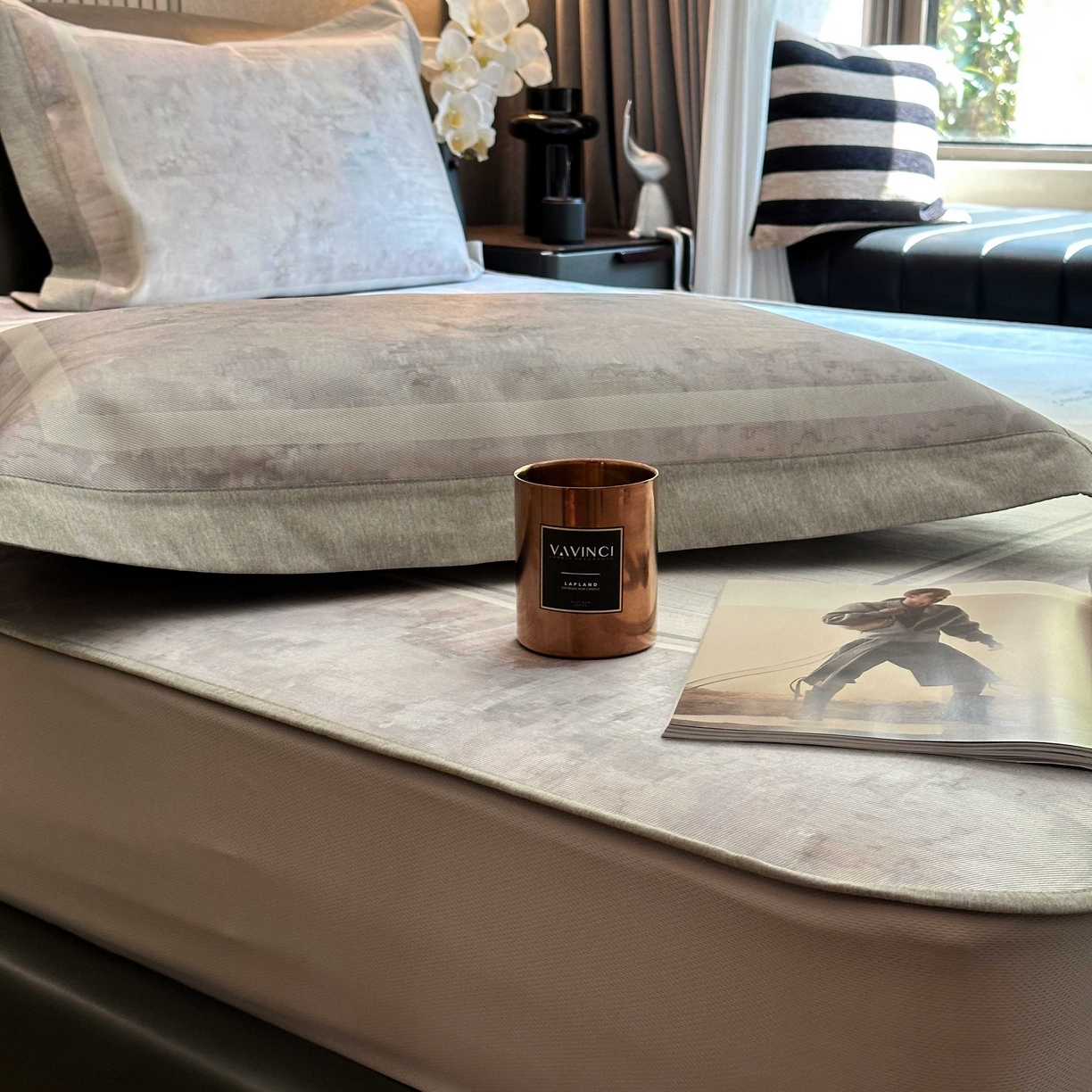 91家纺网 家纺一手货源 找家纺 JUICY 橘滋家纺 2025新款夏日高端轻奢数码冰丝奢简高级凉席床笠 巴黎暮色