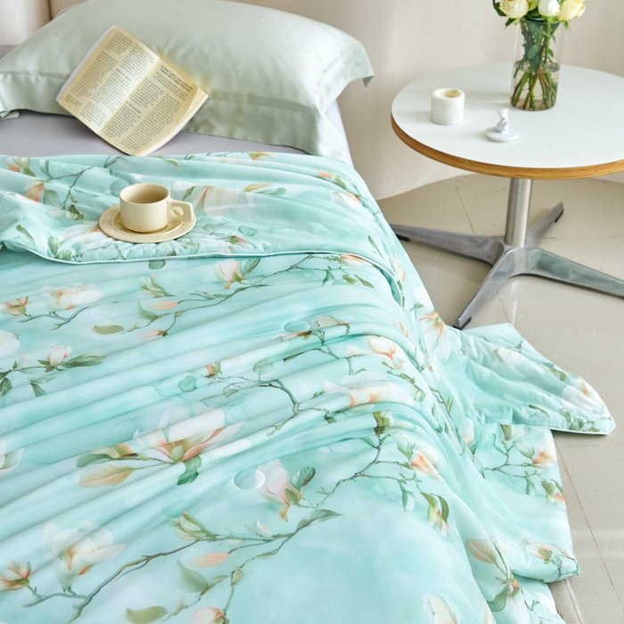 91家纺网 家纺一手货源 找家纺 好老表被业 2025新款亲肤舒适3D印花凉感丝夏被夏凉被空调被 朝花夕拾