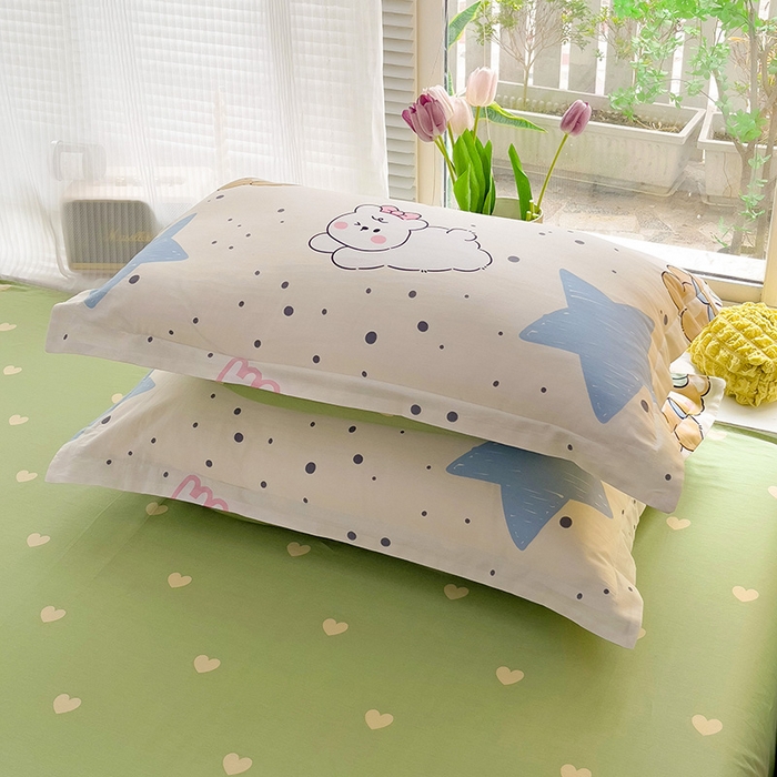 91家纺网 家纺一手货源 找家纺 依庭 2025新款全棉印花花卉款四件套单品系列-单枕套 幸运星