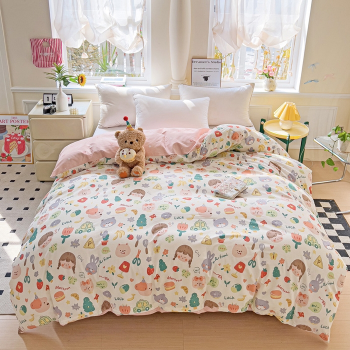 91家纺网 家纺一手货源 找家纺 依庭 2025新款全棉印花花卉款四件套单品系列-单被套 彩绘世界