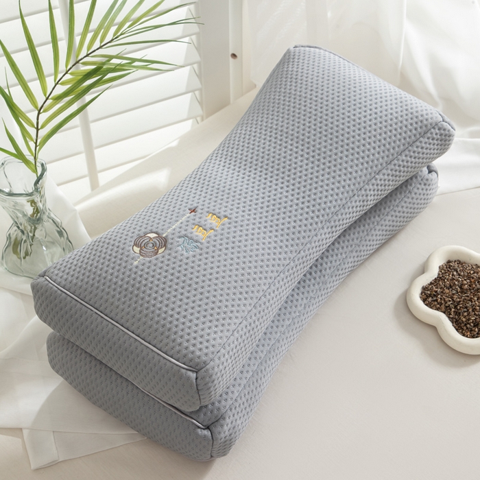 91家纺网 家纺一手货源 找家纺 织布人 2025新款荞麦枕夏季凉感豆豆枕茶叶枕夏凉荞麦枕学生成人家用硬枕 凉豆豆款-四面灰色茶香枕