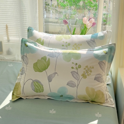 91家纺网 家纺一手货源 找家纺 （总）依庭 2025新款全棉印花花卉款四件套单品系列-单枕套