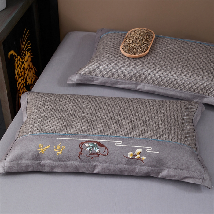 91家纺网 家纺一手货源 找家纺 织布人 2025新款荞麦枕夏季凉感科技布PE藤枕夏凉枕头成人家用防出汗枕头 夏凉科技布PE藤枕-灰色【茶香枕】 