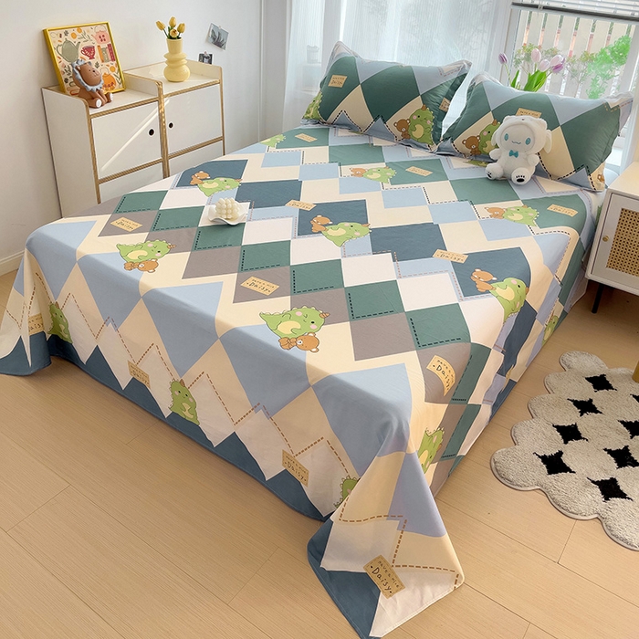 91家纺网 家纺一手货源 找家纺 依庭 2025新款全棉印花花卉款四件套单品系列-单床单 淘淘龙-A版