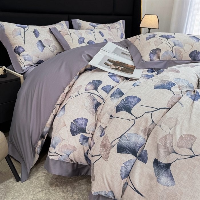 91家纺网 家纺一手货源 找家纺 宏羽纺家纺 2025年高支高密大版数码印花春夏新品 叶意浓