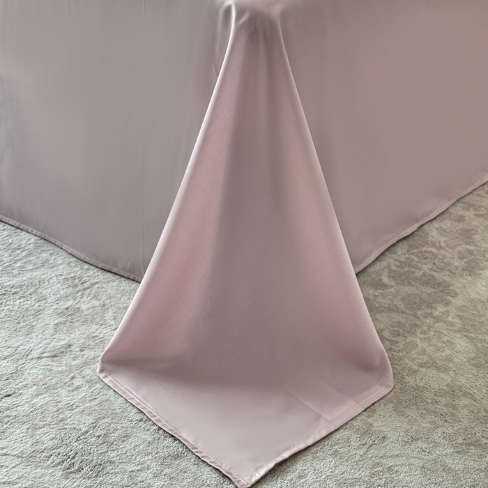 91家纺网 家纺一手货源 找家纺 芊寻家居 2025春夏新款50支莱赛尔天丝贡缎数码印花麻绳款四件套高端礼盒 春晓紫