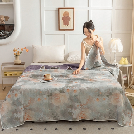 乐家毛巾被（工厂自产自销） 2025新款A类全棉六层纱印花毛巾被 油画雏菊
