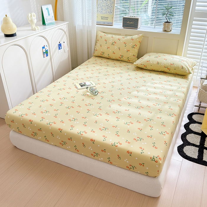 91家纺网 家纺一手货源 找家纺 2025新款老粗布三件套-床笠款 繁花