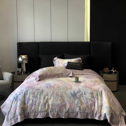 （总）2025新款高支高密长绒棉专版数码印花双拼系列四件套-卡梅伦【券后不低于378】