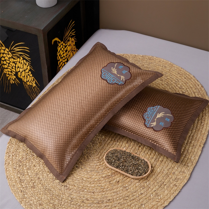 91家纺网 家纺一手货源 找家纺 织布人 2025新款荞麦枕夏季凉感科技布PE藤枕夏凉枕头成人家用防出汗枕头 夏凉冰藤枕-雅致【茶香枕】 