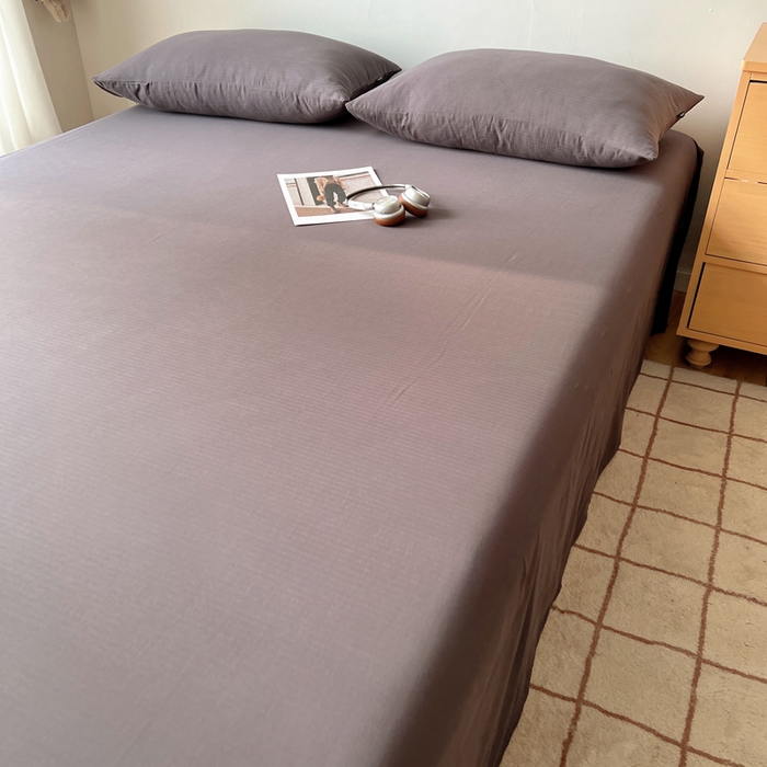 91家纺网 家纺一手货源 找家纺 蜜宿 2025新款A类全棉人字纹床单 床单：炭灰