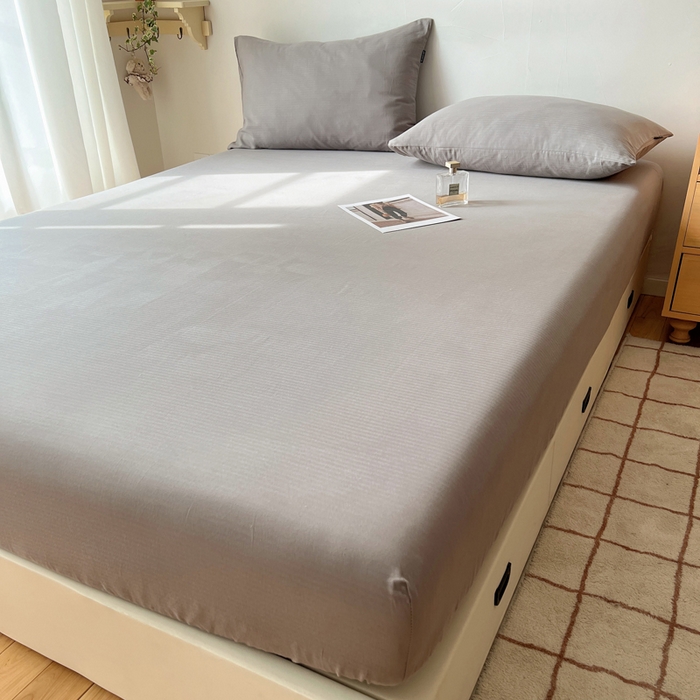 91家纺网 家纺一手货源 找家纺 蜜宿 2025新款A类全棉人字纹床笠（加高） 床笠：浅灰