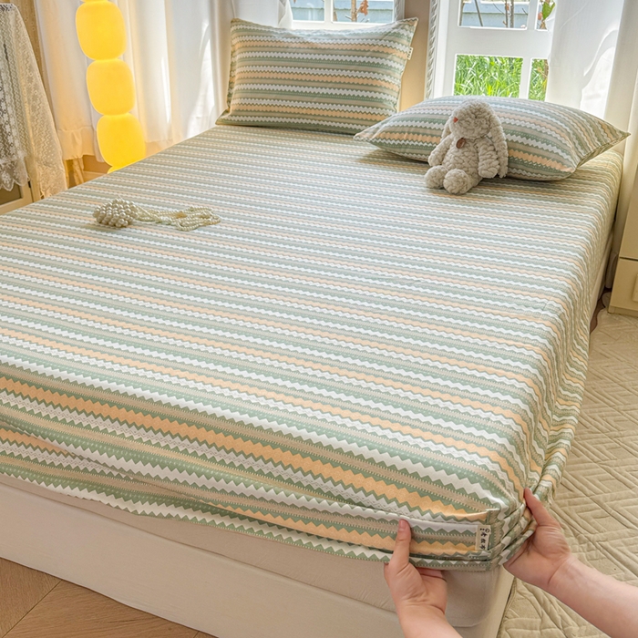 91家纺网 家纺一手货源 找家纺 2025新款老粗布三件套-床笠款 拿坡里