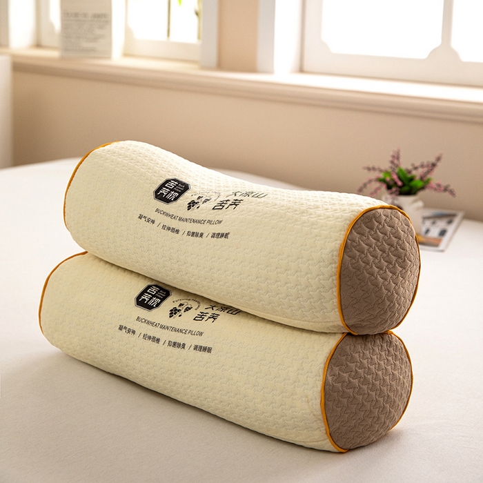 91家纺网 家纺一手货源 找家纺 枕之坊 2025新款针织圆柱颈椎枕 圆柱米色12*40*15cm/只