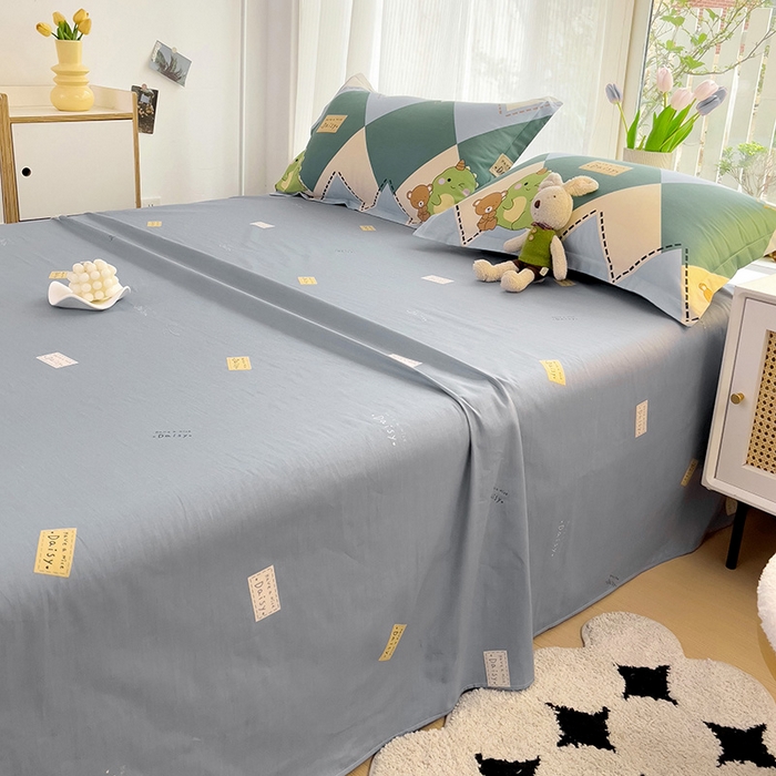 91家纺网 家纺一手货源 找家纺 依庭 2025新款全棉印花花卉款四件套单品系列-单床单 淘淘龙-B版