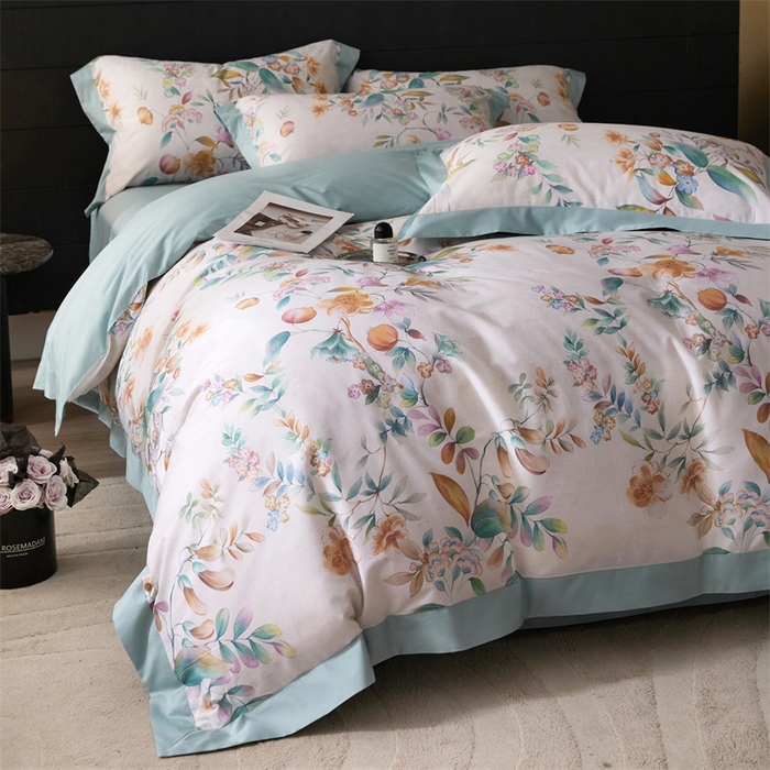 91家纺网 家纺一手货源 找家纺 宏羽纺家纺 2025年高支高密大版数码印花春夏新品 花家境-梦境绿