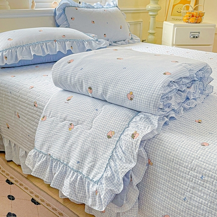 （总）富米莱（原臻工厂） 2025新款云感亲肤棉床盖床裙夏凉被空调被四件套-仙美密拷花边