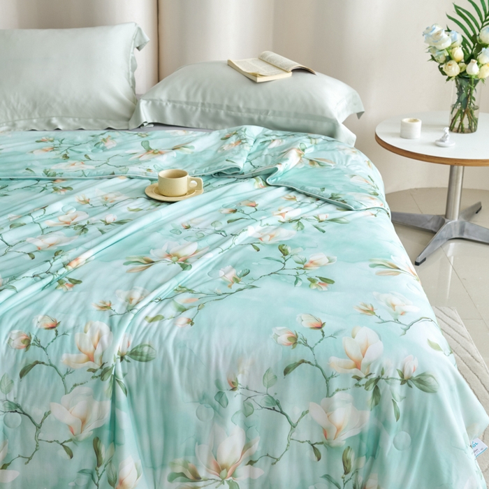 91家纺网 家纺一手货源 找家纺 好老表被业 2025新款亲肤舒适3D印花凉感丝夏被夏凉被空调被 朝花夕拾