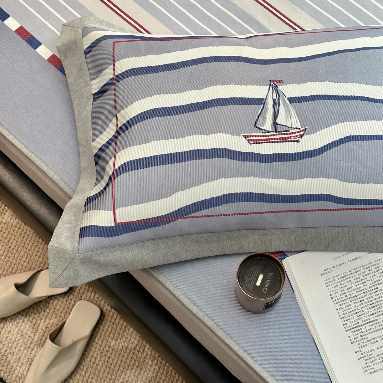 91家纺网 家纺一手货源 找家纺 JUICY 橘滋家纺 2025新款夏日高端轻奢数码冰丝奢简高级凉席床笠 芬兰之梦