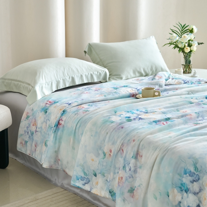 91家纺网 家纺一手货源 找家纺 好老表被业 2025新款亲肤舒适3D印花凉感丝夏被夏凉被空调被 索菲亚