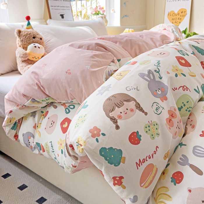 91家纺网 家纺一手货源 找家纺 依庭 2025新款全棉印花花卉款四件套单品系列-单被套 彩绘世界