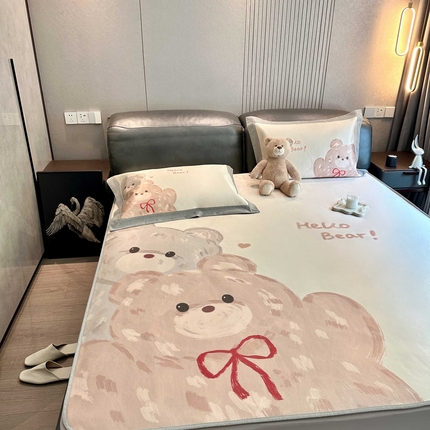 JUICY 橘滋家纺 2025新款夏日高端轻奢数码冰丝奢简高级凉席床笠 大眼熊仔