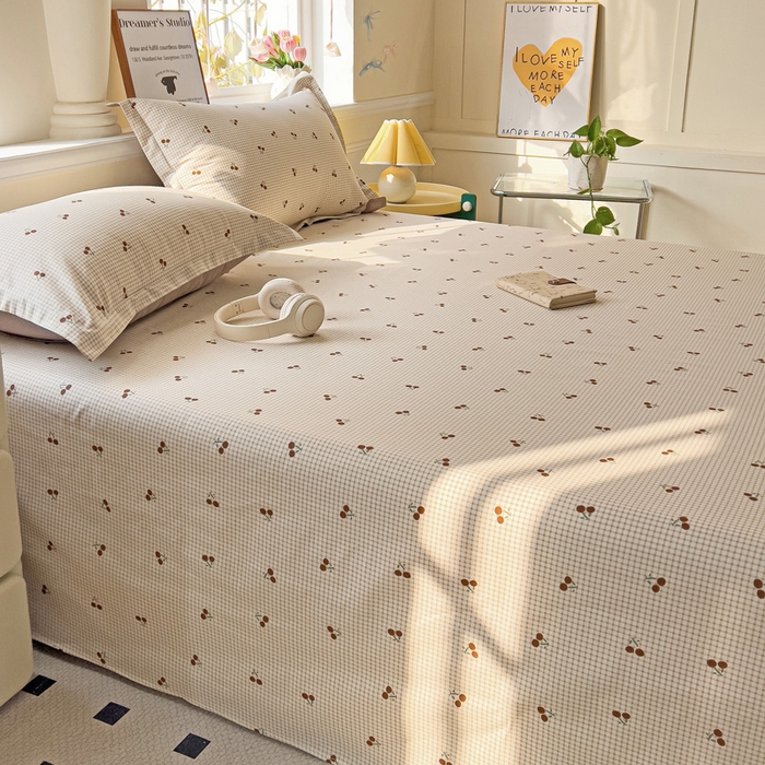 91家纺网 家纺一手货源 找家纺 依庭 2025新款全棉印花花卉款四件套单品系列-单床单 樱姿-A版