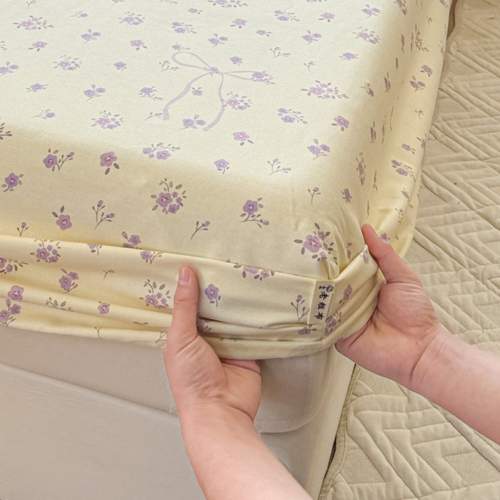 91家纺网 家纺一手货源 找家纺 2025新款老粗布三件套-床笠款 紫茉