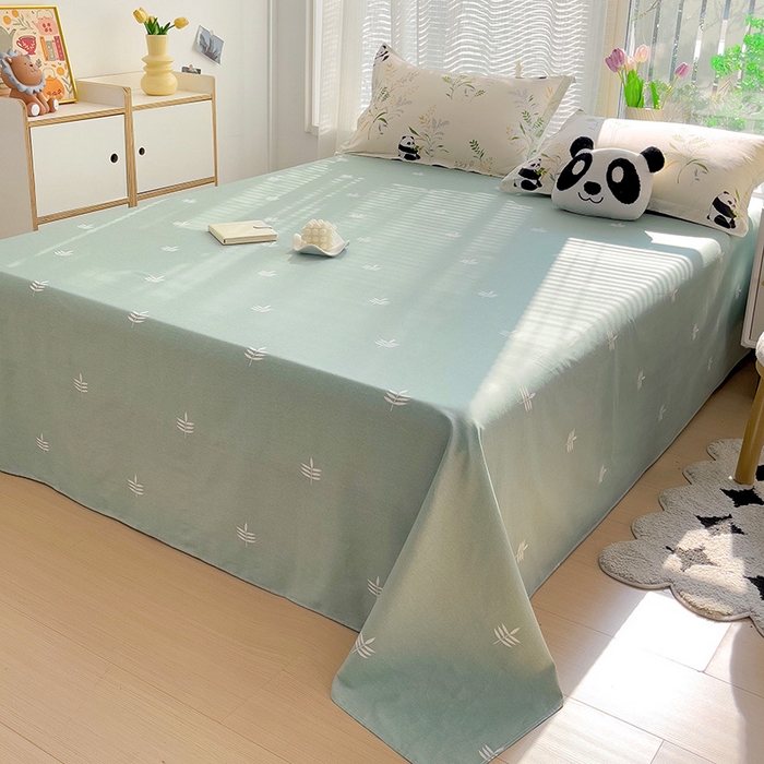 91家纺网 家纺一手货源 找家纺 依庭 2025新款全棉印花花卉款四件套单品系列-单床单 熊猫仔仔