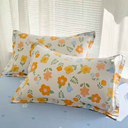 91家纺网 家纺一手货源 找家纺 （总）依庭 2025新款全棉印花花卉款四件套单品系列-单枕套