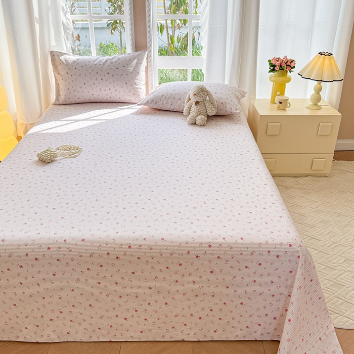 91家纺网 家纺一手货源 找家纺 吉象家纺 2025新款老粗布三件套-床单款 花遇