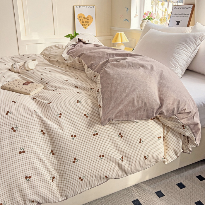 91家纺网 家纺一手货源 找家纺 依庭 2025新款全棉印花花卉款四件套单品系列-单被套 樱姿