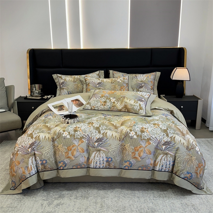 91家纺网 家纺一手货源 找家纺 宏羽纺家纺 2025年高支高密大版数码印花春夏新品 秘境-抹茶