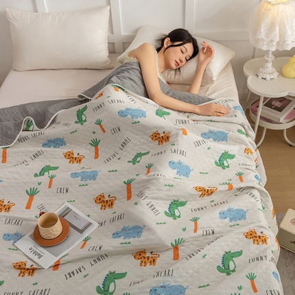 91家纺网 家纺一手货源 找家纺 （总）乐家毛巾被（工厂自产自销） 2025新款A类全棉六层纱印花毛巾被