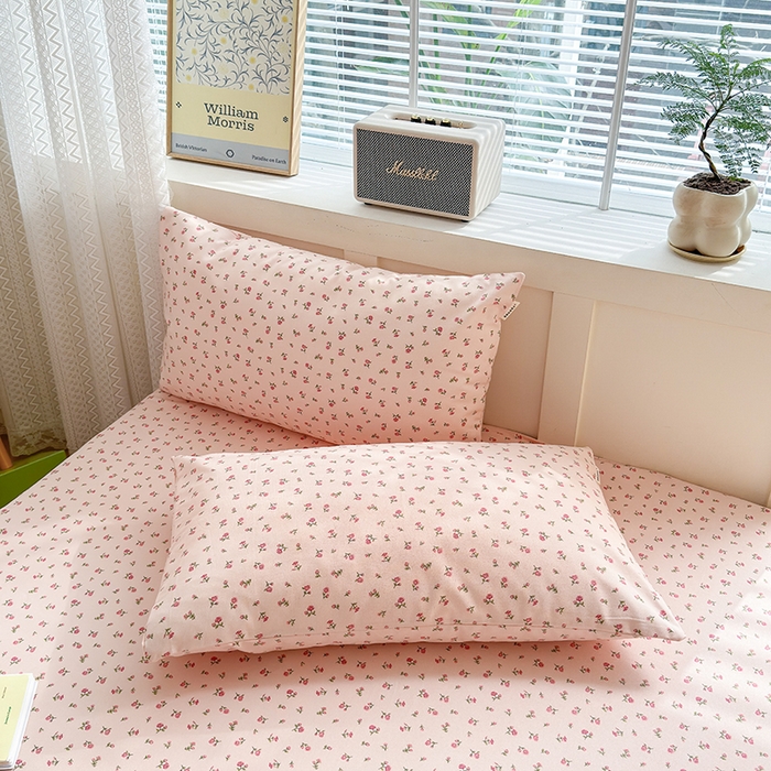 91家纺网 家纺一手货源 找家纺 吉象家纺 2025新款老粗布三件套-床单款 粉玫瑰