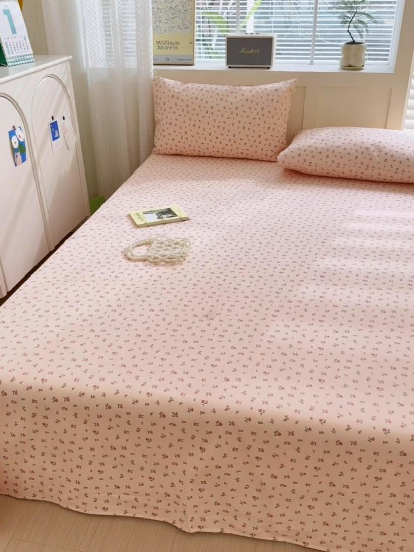 91家纺网 家纺一手货源 找家纺 吉象家纺 2025新款老粗布三件套-床单款 粉玫瑰