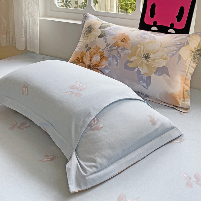 91家纺网 家纺一手货源 找家纺 依庭 2025新款全棉印花花卉款四件套单品系列-单枕套 湘梦