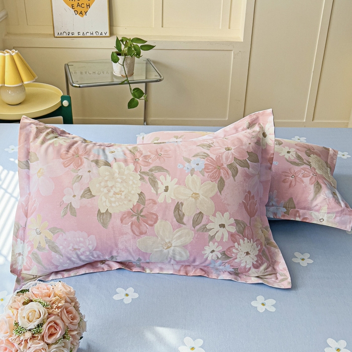 91家纺网 家纺一手货源 找家纺 依庭 2025新款全棉印花花卉款四件套单品系列-单枕套 晚色芳莲