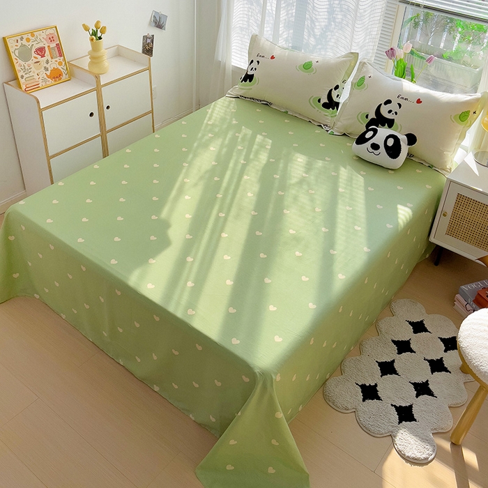 91家纺网 家纺一手货源 找家纺 依庭 2025新款全棉印花花卉款四件套单品系列-单床单 熊猫乐园