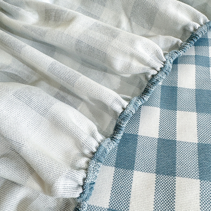 91家纺网 家纺一手货源 找家纺 2025新款老粗布三件套-床笠款 蓝格