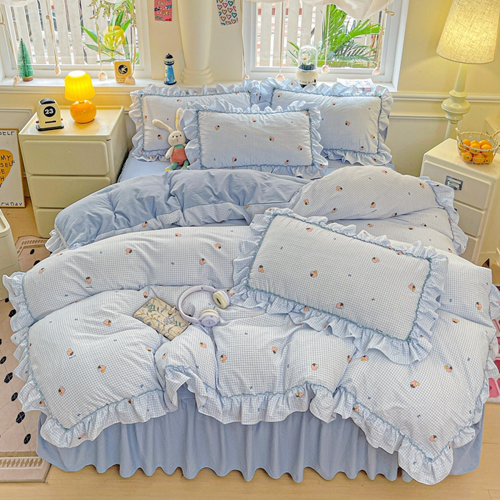 91家纺网 家纺一手货源 找家纺 （总）富米莱（原臻工厂） 2025新款云感亲肤棉床盖床裙夏凉被空调被四件套-仙美密拷花边