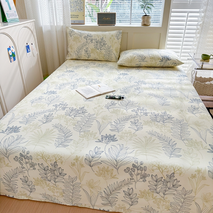 91家纺网 家纺一手货源 找家纺 吉象家纺 2025新款老粗布三件套-床单款 仙草